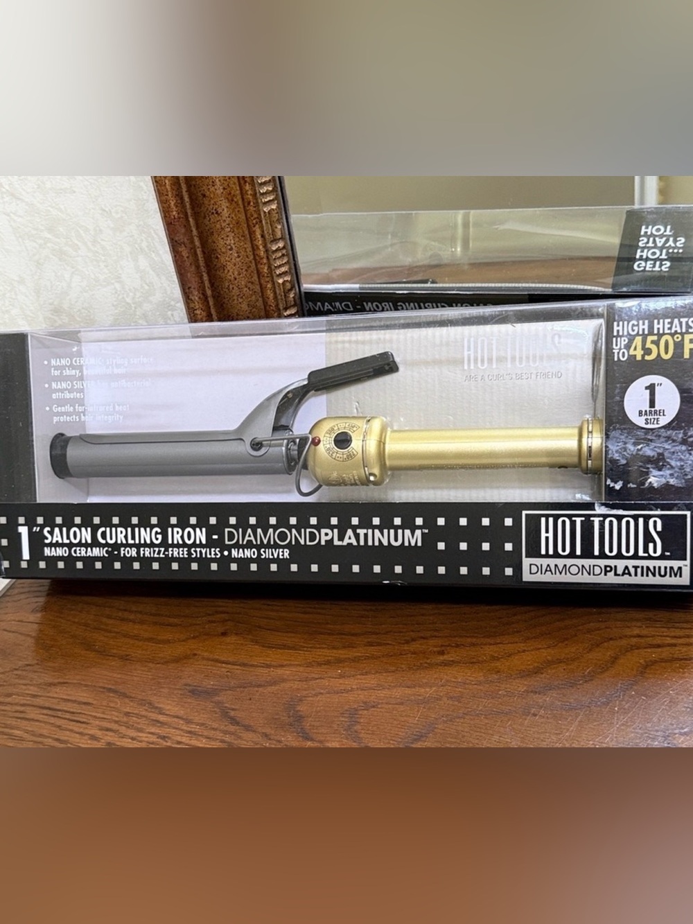 DiamondPlatinum 1" Gold Salon Curling Iron. 1” barrel size.